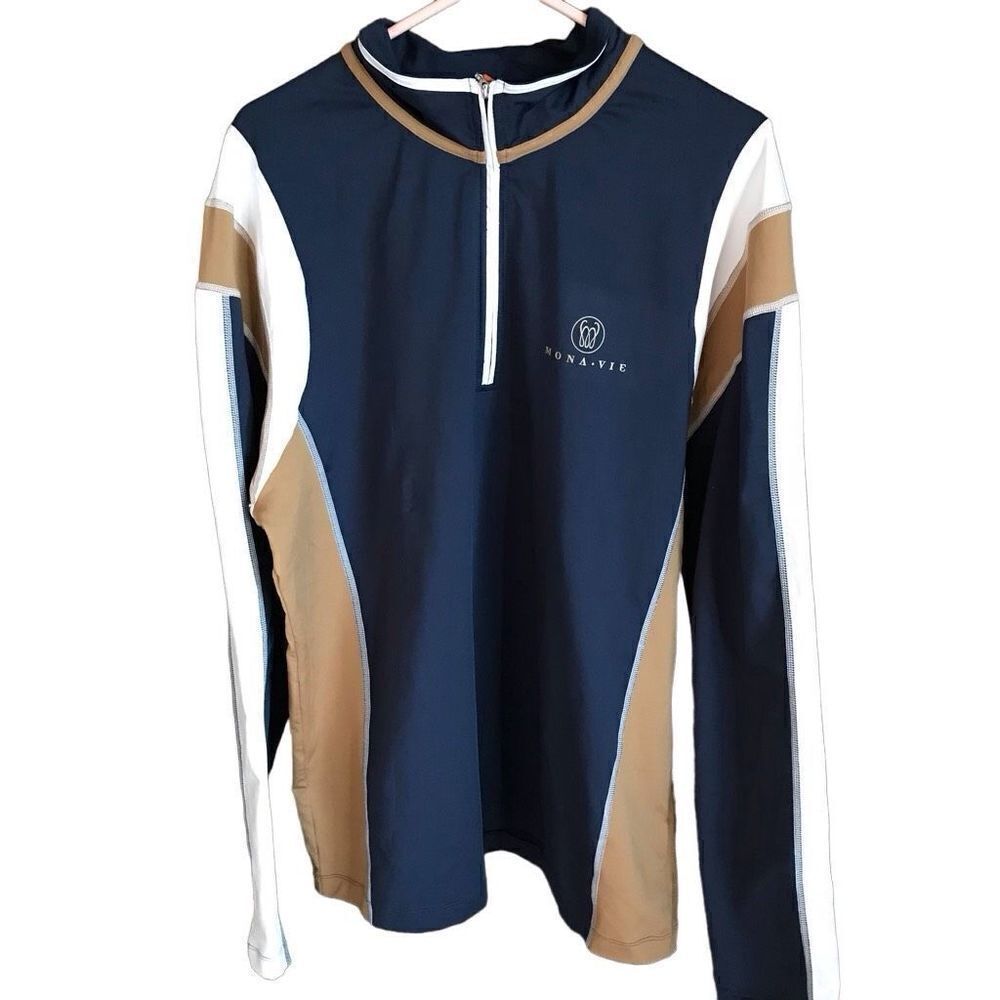 PRX Performance 1/4 zip SZ XL athletic pullover top blue tan golf hiking